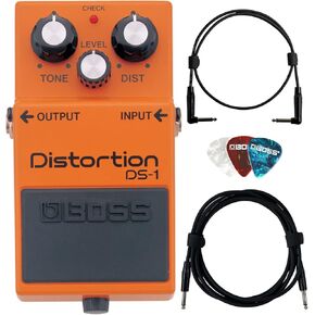 حزمة التشويه Boss DS-1 مع كابل الآلة، وكابل التصحيح، واللقطات، وقماش تلميع Austin Bazaar in Kuwait