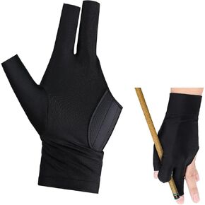 Pool Glove Left Hand Billiards Glove Three Finger Pool Cue Gloves Breathable Elastic Billiard Glove Billiard Accessories Sport Glove for Women or Men, Black