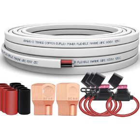 سلك بحري مزدوج 20 قدم 10 قياس (4 قطع حامل مصهر 40 أمبير / 20 قطعة العروات / أنبوب انكماش حراري 3:1) - نحاس OFC خالي من الأكسجين المعلب - للبحرية/القارب/السيارات/RV/التخييم/المقطورة in Kuwait