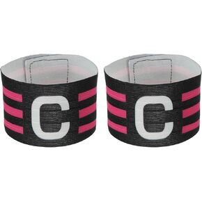 PATIKIL 12.2x2.5 Soccer Captain C Armband, 2 Pack Nylon Unisex Elastic Arm Badge Adjustable for Youth Adult Team Training, Black