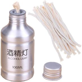 2 Packs Portable Alcohol Burner Lamp Case 100ml Aluminum Alloy Stoves Alcohol Lamp for Outdoor Hiking Picnic Lab Equipment - Silver