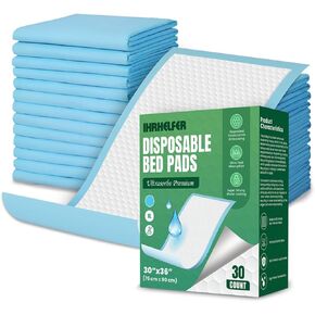 Premium Disposable Chucks Pads for Adult (30"x36", 30 Count) 6-Layer Bed Protector Pads Incontinence Underpads, Hospital Heavy Duty Ultra Absorbent Chux, Pee Pads for Kids Elderly, Puppy Training Pads