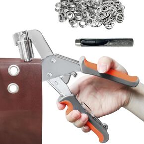 Eyelets and Grommets Kit, Grommet Tool Kit 3/8 Inch (10 mm) Grommets Eyelet Plier Set with 500pcs Eyelets, Handheld Eyelet Kit Hole Punch Pliers Grommet Press Kits for Fabric Tarps Leather