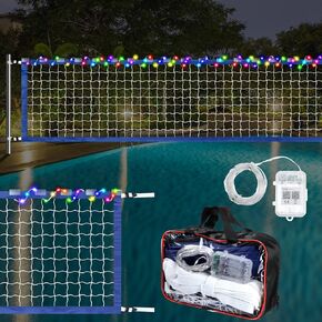 ShinyRelief LED Pool Volleyball Net 15-25 ft Light up Portable Volleyball Net Replacement Volleyball Pool Net for Adult Teen Water Game Outdoor Backyard Inground Pool Party