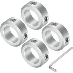 uxcell Set Screw Shaft Collar for 16mm Shaft, 4pcs Clamping Collars 26mm OD, 10mm Thickness, Aluminum Alloy Clamp-On Collar with M6 Set Screws and a Wrench