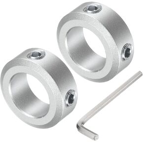 uxcell Set Screw Shaft Collar for 16mm Shaft, 2pcs Clamping Collars 26mm OD, 10mm Thickness, Aluminum Alloy Clamp-On Collar with M6 Set Screws and a Wrench