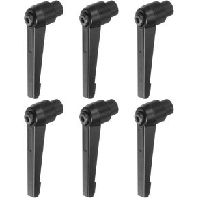6pcs Adjustable Clamping Lever Handles M10 Female Thread Knobs Rotating Screw Locking Quick Release Ratchet Push Button Handle, Black