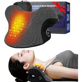 Wireless Heated Neck Stretcher for Pain Relief, Portable Cordless Neck Shoulder Cervical Traction Device with Graphene Heating Pad No Smell Magnetic Therapy Case Relaxer for TMJ Migraine Spine Alignme