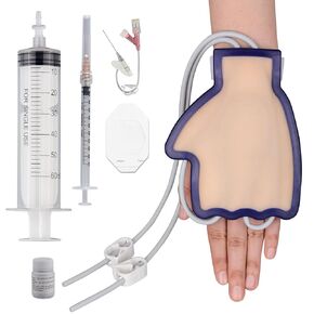 Phlebotomy and Venipuncture Practice Kit, Wearable IV Practice Kit with Needles, Dorsal Hand Injection Trainer, IV Start Kit for Injection/Insertion Practice, Medical Education