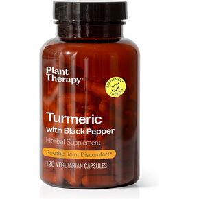 Plant Therapy Turmeric with Black Pepper Herbal Supplement Capsules, Supports Joint and Muscle Health, Helps Alleviate Discomfort, Potent 95% Curcuminiod Content, 120 Vegetarian Capsules