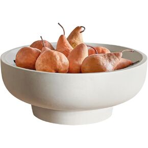 Large Decorative Bowl, Concrete Fruit Bowl for Kitchen Counter, White Decorative Bowls for Home Decor, Modern Pedestal Bowl, Key Bowl, Footed Bowl, Soap Serving Bowl