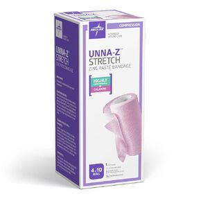 Medline Unna-Z Stretch Zinc Oxide Compression Bandage with Calamine, 4" x 10 yd., Ideal for Conditions Requiring Mild Compression
