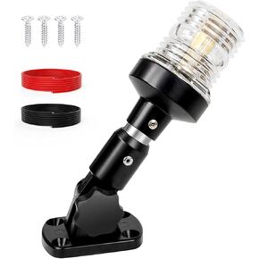 Anchor Light Stern Light for Boats LED, Boat Navigation Lights 3 Nautical Mile Visibility, Waterproof IP67 White Fold Down Pontoon Boat Lights for Marine, Jon Boat, Small Boat (12~24V, 6")