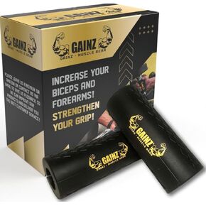 Gainz - Thick Grips Dumbell/Barbell Weight Lifting Adapters for Fat Bar - Grow Bigger Biceps - Training, Bodybuilding (Set of 2) in Kuwait