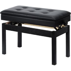 مقعد بيانو مزدوج/ثنائي قابل للتعديل، كرسي بيانو من الخشب الصلب، مقعد بيانو مقاوم للماء مع مساحة تخزين لكتب الموسيقى ووسادة جلدية، مقعد بيانو عالي التحمل للوحة المفاتيح البيانو in Kuwait