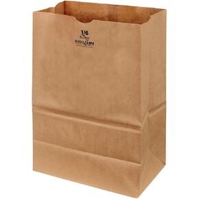 Duro Heavy Duty Kraft Brown Paper Barrel Sack Bag, 57 Lbs Basis Weight, 12 x 7 x 17-25 Count