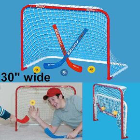 EZGoal Mini Folding Goal with 2 Sticks and 3 Balls, Red/White