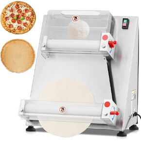 Commercial Pizza Dough Roller Sheeter, Max 16", CHEINAUTO Automatic 370W Electric Pizza Dough Roller, Stainless Steel, Suitable for Noodle, Pizza Bread and Pasta Maker Equipment