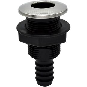 MARINE CITY Nylon Thru-Hull with 316 Stainless Steel Trim Cover - Head Diameter 1.89 Inches, for 3/4 Inches Hose - Ideal for Boats, Yachts, Marine Vehicles
