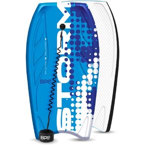 BPS ‘Storm’ Pro 42.5" Body Board for All Wave Conditions – Lightweight Boogie Boards for Beach with EPS Core HDPE Slick Bottom IXPE Deck with Wrist Leash and Plug for Kids and Adults