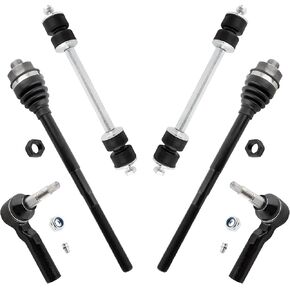 6Pcs Steering Suspension Kit Front Inner Outer Tie Rod + Stabilizer Sway Bars Set Fit For Chevrolet Silverado & For GMC Sierra 2500 HD 3500 HD 2011-2019 Replace# K80631 ES800901 EV800935