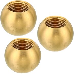 PATIKIL M12x1 Thread Lamp Finials Cap Knob, 3 Pack Brass Ball Lamp Decoration Screw Caps for Furniture Lighting Lamps