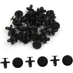 30 Pcs Black 7mm Hole Plastic Rivets Fastener Bumper Push Clips for Auto