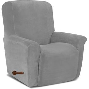 AZON Velvet Stretch Recliner Chair Cover,1-Piece Washable Recliner Couch Cover with Elastic Furniture Protector for Pets, Kids(Recliner, Black)