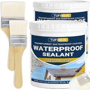 Waterproof Sealant 70oz Clear, TUFINEIN Transparent Waterproof Coating Water-Based Invisible Waterproof Agent Roofs, Walls, Garden, Bathroom, Kitchen Indoor & Outdoor Leak Liquid Sealant