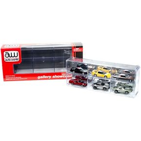Auto World - Six Car Interlocking Display Case 4"" x 10.5"" x 2"", 1:64 (AWDC003), clear