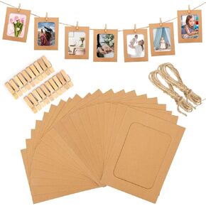 joycraft 20Pcs Paper Photo Frames, 4x6 Inch White Paper Picture Frames, Hanging Photo Display Banner, DIY Clip Photo Display Holders for Home, Office, Wedding, and Party Decor