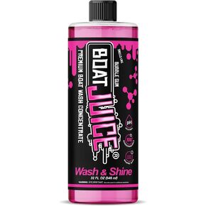 Boat Juice Boat Wash & Shine - Boat Wash Soap, Boat Wash & Wax, Boat Soap Marine, Boat Soap & Wax, Boat Cleaner for Fiberglass, Hull, Deck, Vinyl, Boat Cleaning - pH Neutral, Bubble Gum Scent (32oz)
