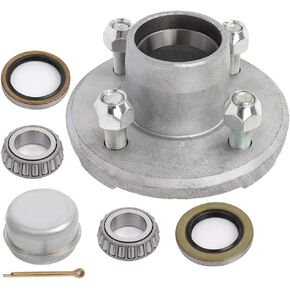 ECCPP Boat Trailer Hub Kit 4 Bolt 1 L44643 Silver Tapered Spindle Galvanized 2,000 Lbs Axle Kit
