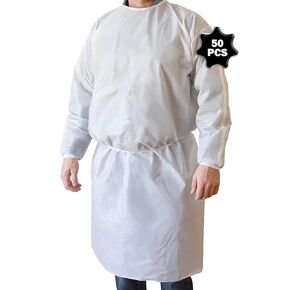Primacare IG-1702CS Pack of 100 Disposable Isolation Gown, Non-Woven, Universal Size with Knitted Cuff