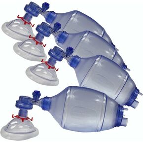 MCR Medical 4-Pack CPR Training Bag Valve Mask (BVM) ADULT/CHILD in Mesh bag, BVM-3081-004