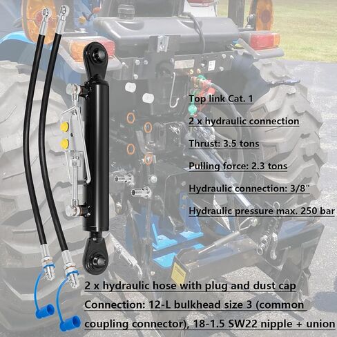 Bonbo Hydraulic Top Link Cat. 1-1 18 1/8" – 26 3/8" with Locking Block and 2 x Hoses，SPH320032 for Tractor Excavators and Class 1& 2 Equipment in Saudi Arabia