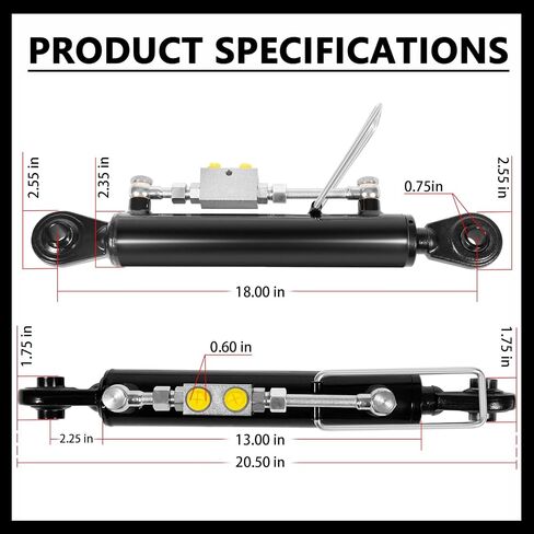 Bonbo Hydraulic Top Link Cat. 1-1 18 1/8" – 26 3/8" with Locking Block and 2 x Hoses，SPH320032 for Tractor Excavators and Class 1& 2 Equipment in Saudi Arabia