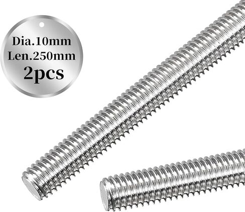 Fully All Threaded Rod 2pcs M8-1.25 8mm x 250mm (0.315 x 9.843 inches) Metric 304 Stainless Steel Right Hand Threaded Rod 6g Thread Accuracy Length Tolerance ± 0.5mm in Kuwait