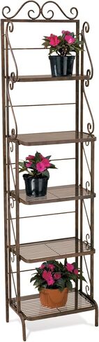 Deer Park Ironworks BR107 Skinny Bakers Rack, 73"H x 18"W x 12"D, Natural Finish, Indoor/Outdoor Use, Durable Steel in Saudi Arabia
