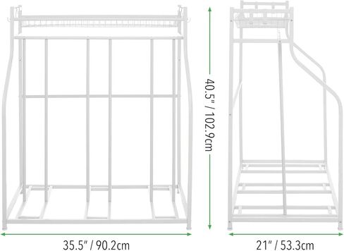 mDesign Free-Standing Metal Bike Rack Stand with Storage Shelf - Garage Bicycle Organizer for Kids Bike, Mountain Bikes; Slots for 3 Bikes; Adjustable Feet; 4 Accessory Hooks - White in Saudi Arabia