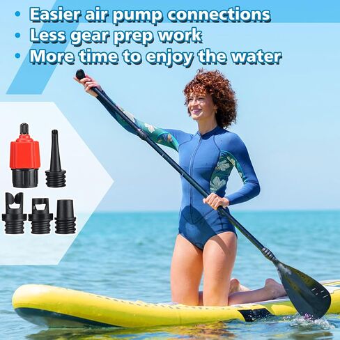 Paddle Board SUP Inflatable Pump Adapter Kits - Boat Standard Air Compressor Valve Converter & Nozzle Set Accessories for Stand Up Paddleboard Dinghy Pontoon Kayaking in Kuwait