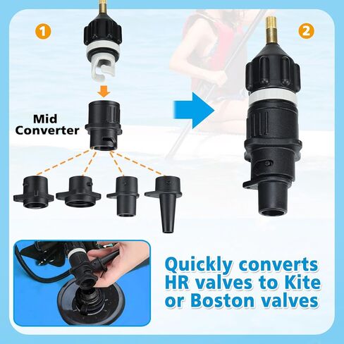 Paddle Board SUP Inflatable Pump Adapter Kits - Boat Standard Air Compressor Valve Converter & Nozzle Set Accessories for Stand Up Paddleboard Dinghy Pontoon Kayaking in Kuwait