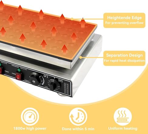Commercial Waffle Maker Machine, 110V 1200 W Stainless Steel Nonstick Waffle Maker for Home and Restaurant in Saudi Arabia