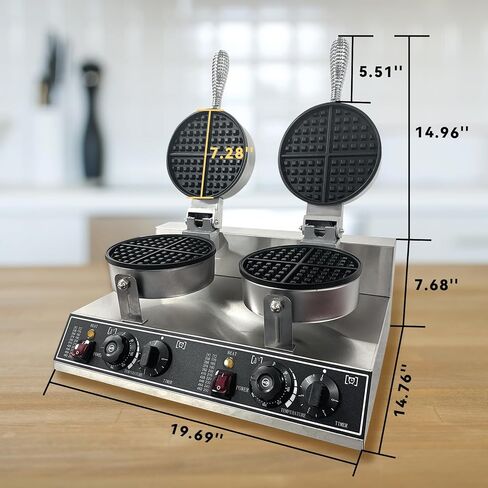 Commercial Waffle Maker Machine, 110V 1200 W Stainless Steel Nonstick Waffle Maker for Home and Restaurant in Saudi Arabia