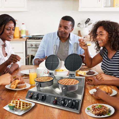 Commercial Waffle Maker Machine, 110V 1200 W Stainless Steel Nonstick Waffle Maker for Home and Restaurant in Saudi Arabia