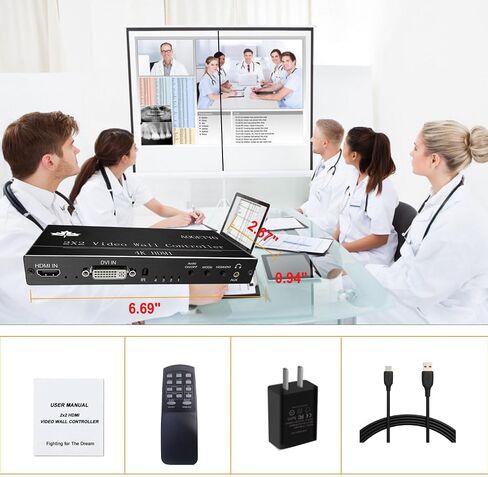 وحدة تحكم جدار الفيديو 2X3 4K، مدخل إشارة HDMI وDVI 4k يجعل 6 شاشات تلفزيون في شاشة عرض حائط واحدة تدعم جهاز التحكم عن بعد بالأشعة تحت الحمراء/RS232 ودوران 180 درجة، تدعم وحدة تحكم جدار الفيديو 2x2 4k 1x1، 1x2، 1x3، 1X4، 1x5 in Saudi Arabia