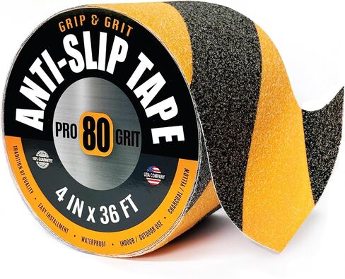 Grip Tape Pro Grade Anti Slip Tape for Stairs & Floors, 2IN x 36FT, Safety Traction Tape, Indoor / Outdoor Stair Treads Non Slip Tape, Waterproof Black / Yellow Safety Tape, Non Skid Friction Tape in Saudi Arabia