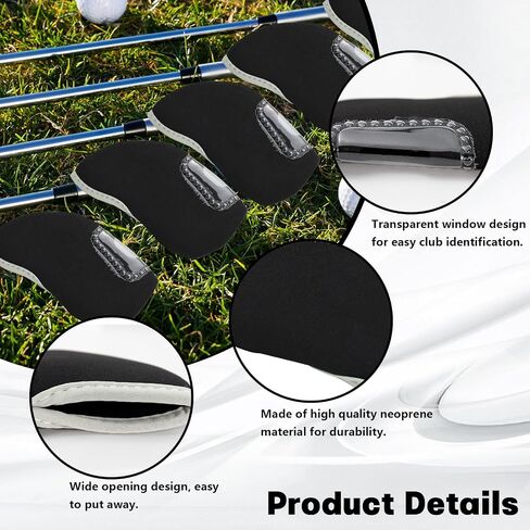 10Pcs Golf Covers Golf Wedge Headcovers Golf Club with See Through Window Clear Visible Head Covers Golf Accessories for Putters, Golf Beginner, Women Men in Saudi Arabia
