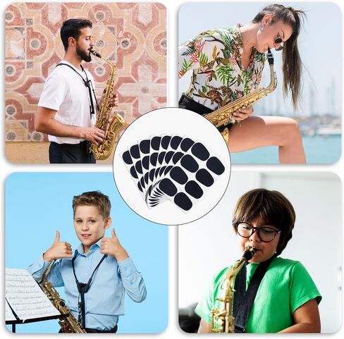 80pcs Clarinet Mouthpiece Patches Saxophone Cushions Pads 1mm Alto Tenor Sax Mouthpiece Patches Cushions with Strong Thick Mouthpiece Pads for Beginners Musicians (Black) in Saudi Arabia