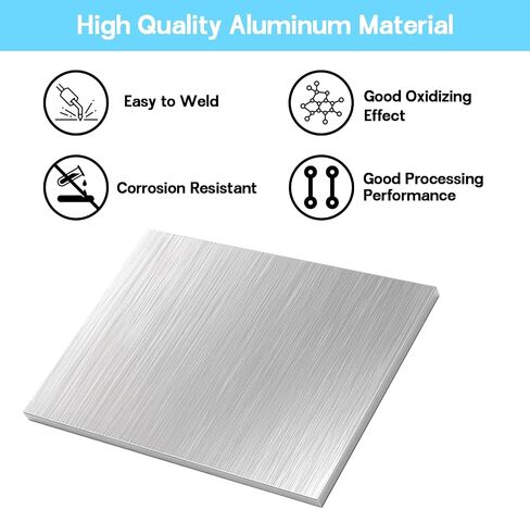 6061-T6 Aluminum Sheet Plate 1/8 Thick - 2PCS 12" x 12" x 1/8" (0.12inch) Aluminum Metal Plate Rectangle Flat Stock with Protective Film Heat Treatable Aluminum Panel for DIY Craft, Industry in Saudi Arabia